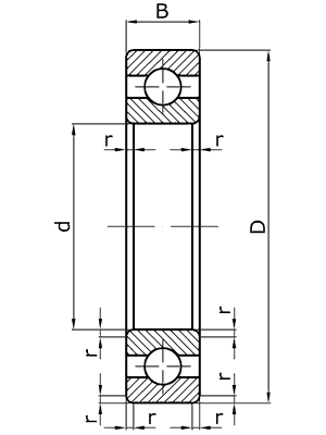 Однорядный радиальный шарико подшипники 60027 7*22*7